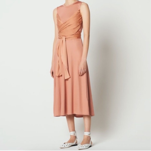 Sandro Trudy Dress | blush peach maxi dress with adjustable ties ballet inspired - Picture 2 of 8